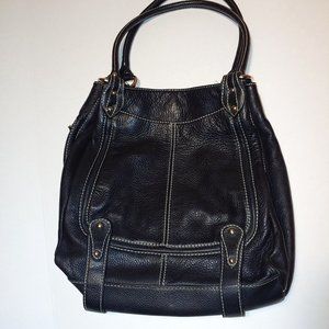 - Sophia Caperelli Black Oversized Large Pebble Leather Shoulder Bag